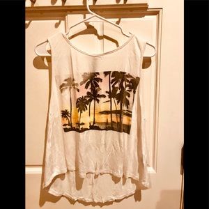 Graphic Tank Top. Sunset, Beach, Hawaii